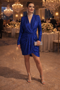 Vestido Curto Transpassado Blue Night Glam