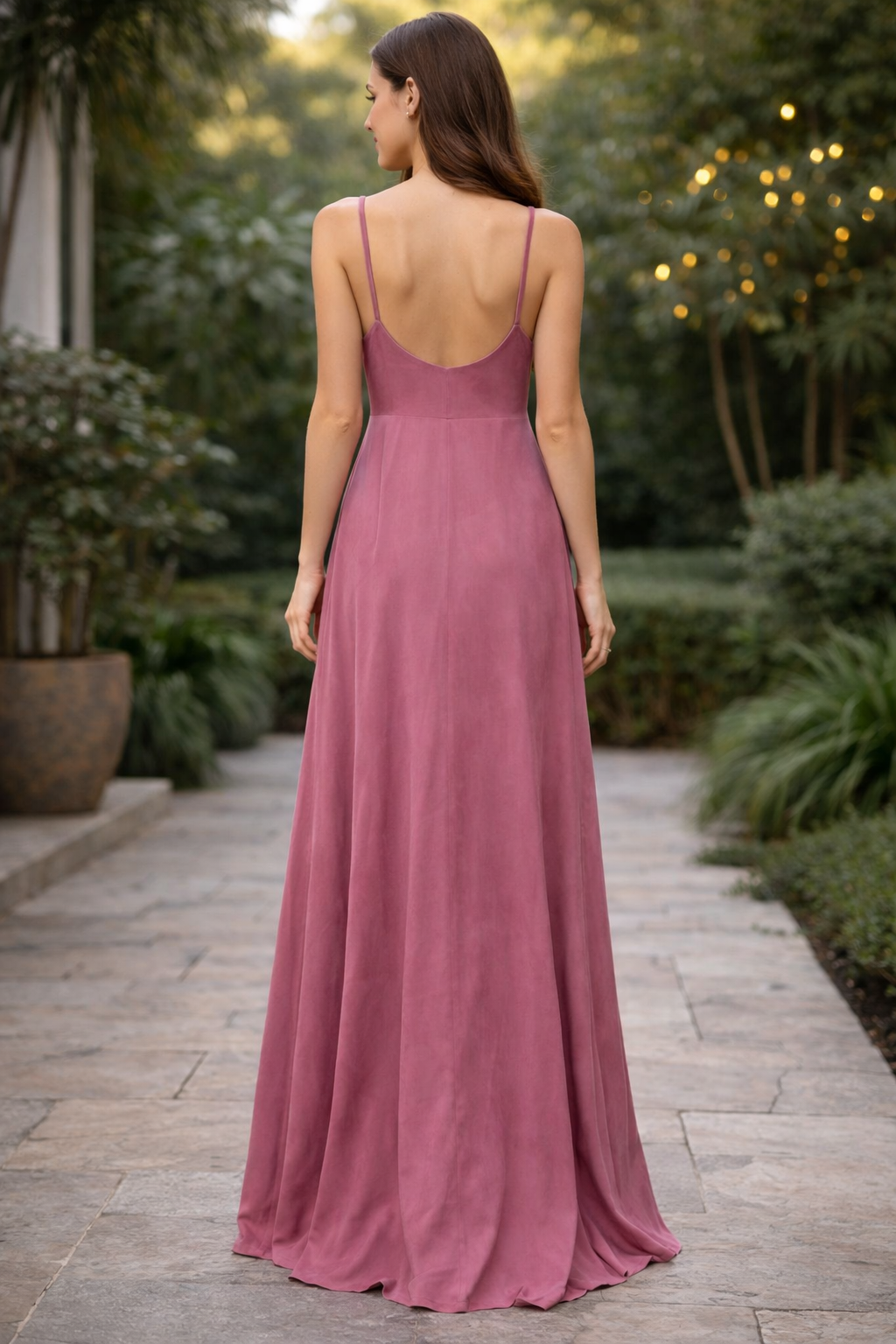 Vestido Longo Rosa Com Fenda