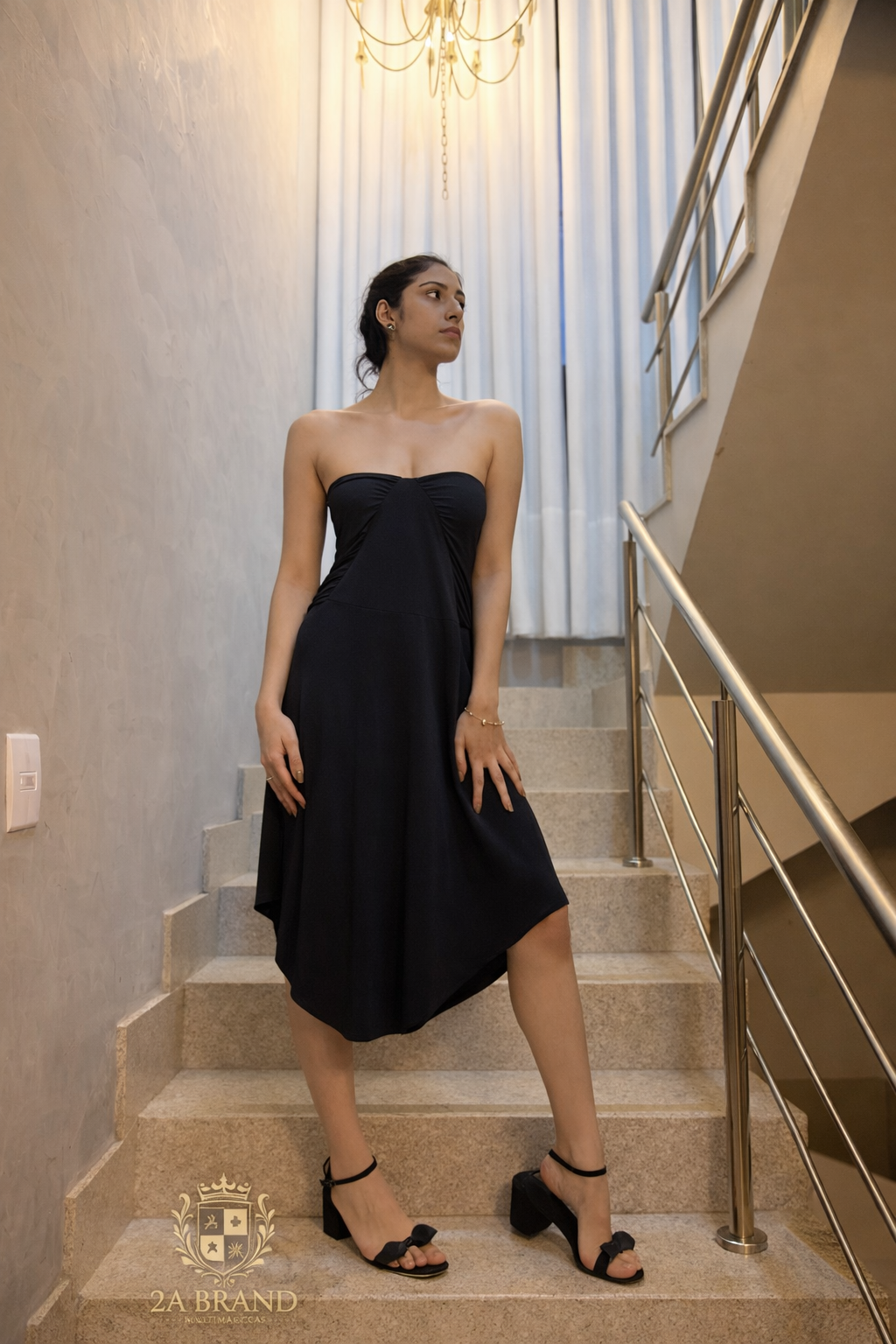 Vestido Midi Preto Tomara que Caia Fluido