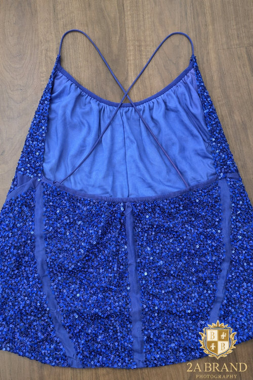 Blusa de Alças em Paetê Azul Royal