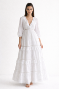 Vestido Longo Branco Renda Romance