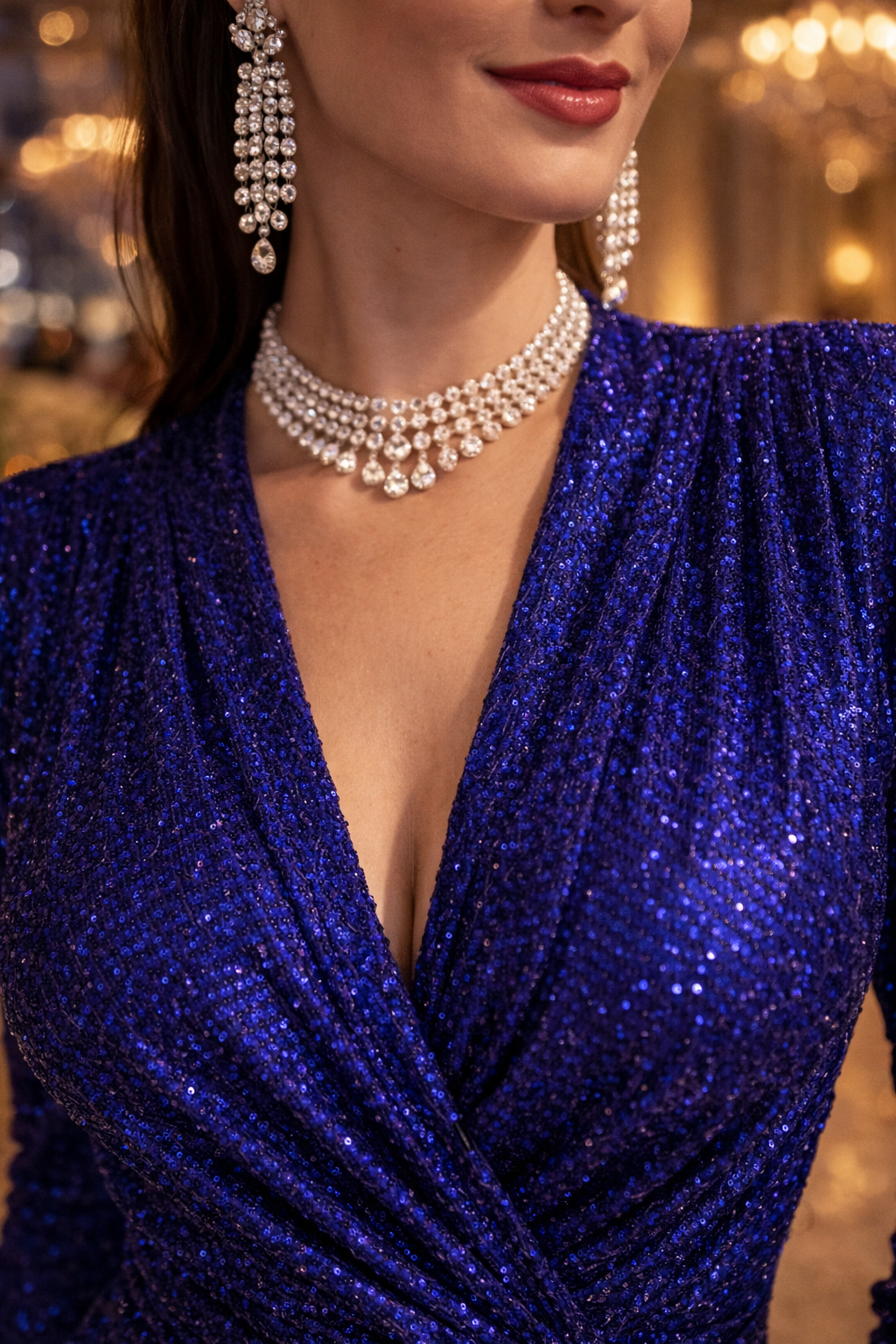 Vestido Curto Transpassado Blue Night Glam