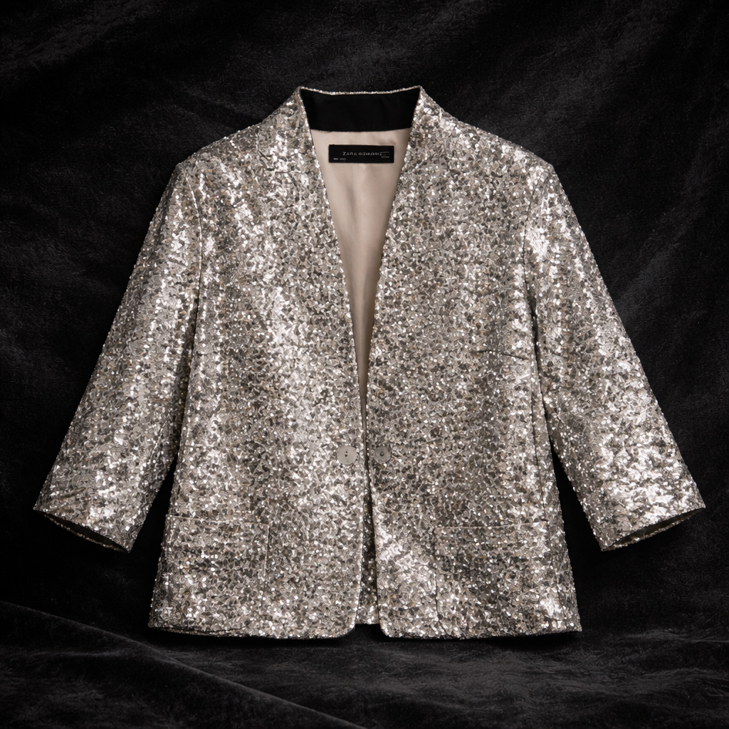 Blazer Zara Prateado com Paetês