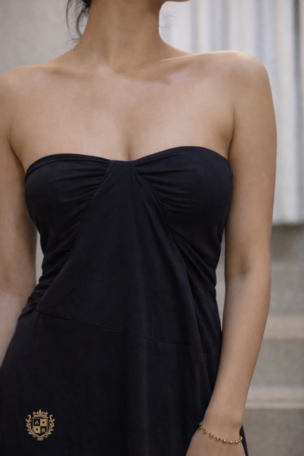 Vestido Midi Preto Tomara que Caia Fluido