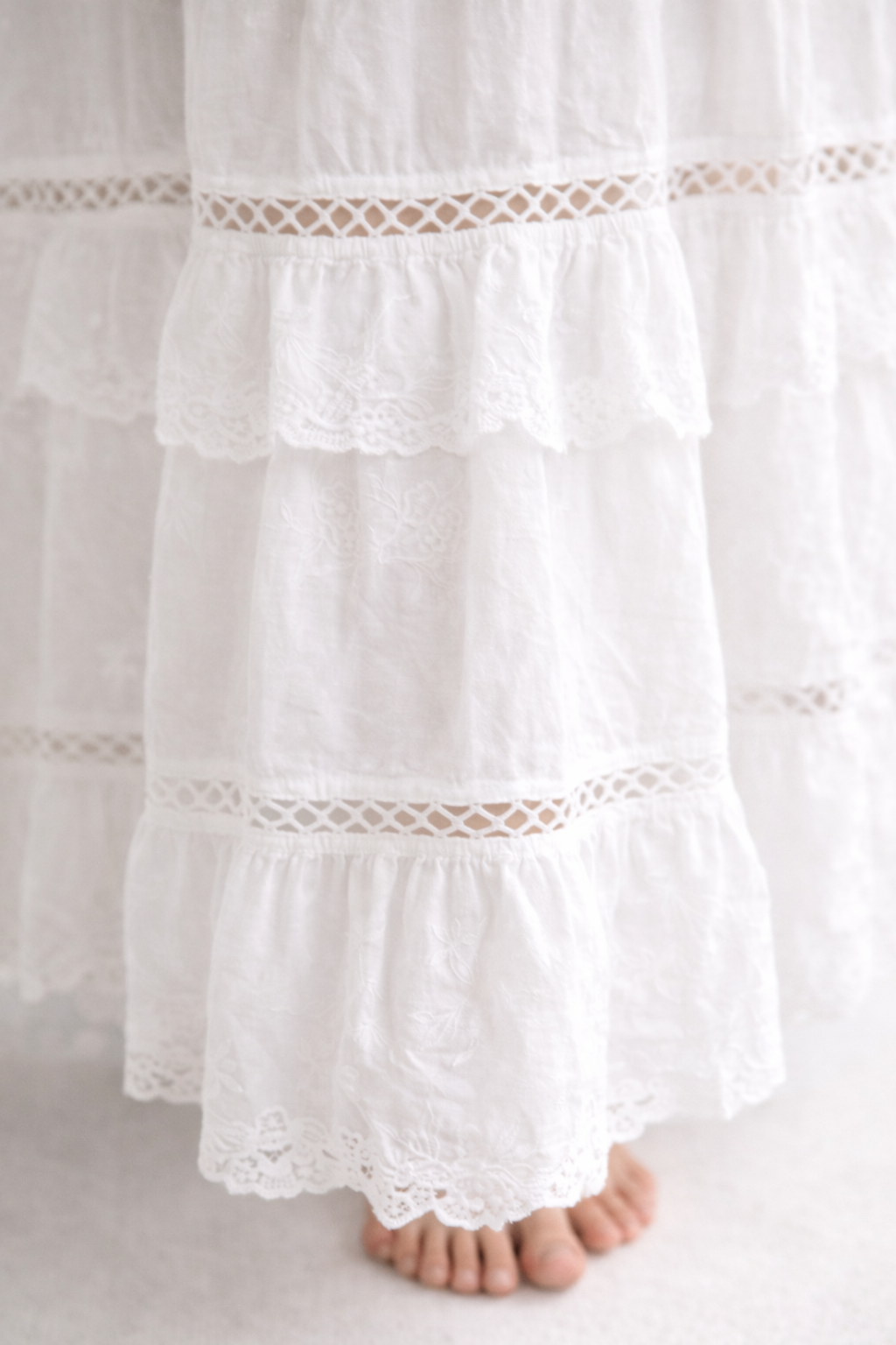 Vestido Longo Branco Renda Romance