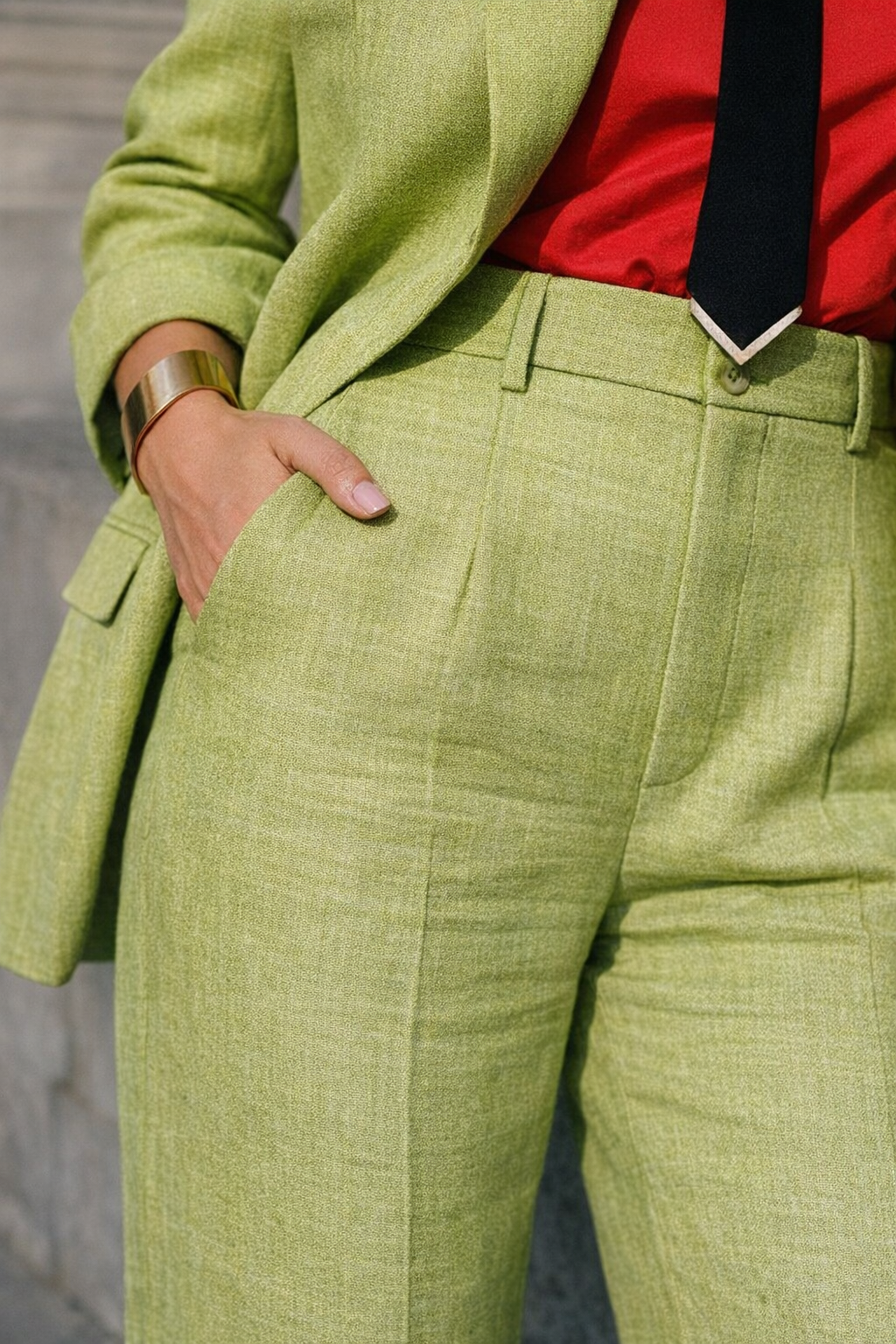 Calça de Linho Verde Alfaiataria Premium