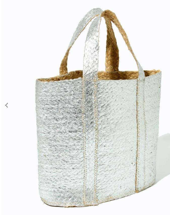 Bolsa Tote Natural Metalizada Prata