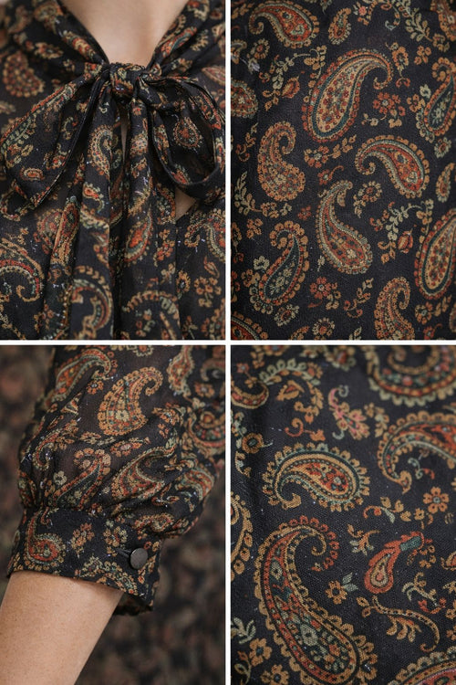 Blusa Estampada Paisley com Laço Frontal